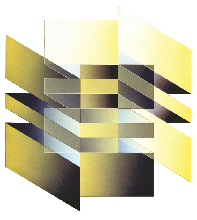 19 Relief Descriptif Jaune Acrylique Sur Toile Sur Bois 101x91 Cm 1990