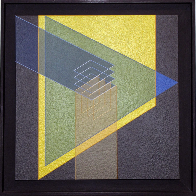 30 Ligne Descriptive Ocre Bleu Mixta 51x51cm 2001