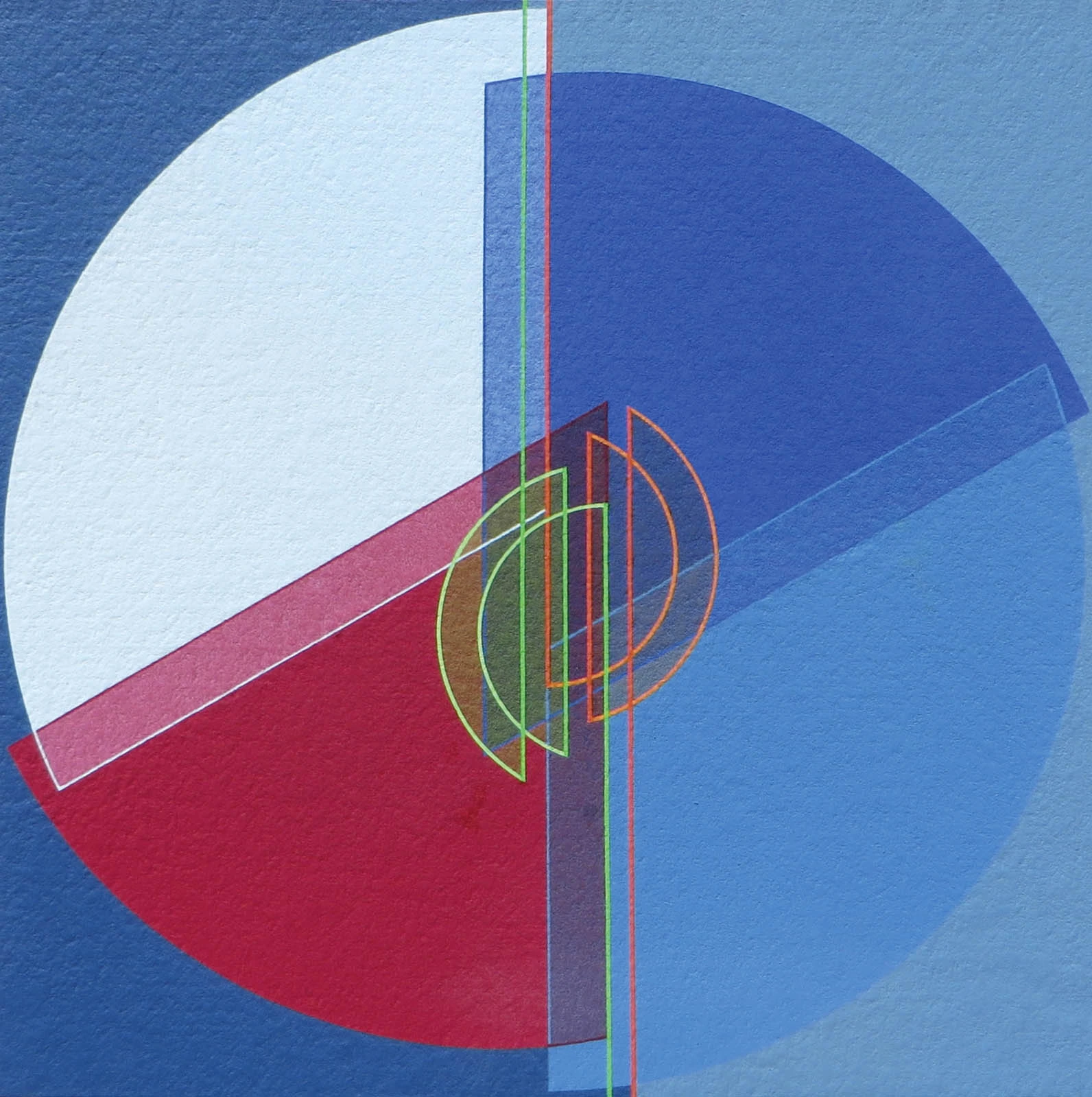 36 Linea Descriptiva Verde Naranja 50x50cm Con Marco Acrilico Sobre Carton Arches Sobre Pvc 2014