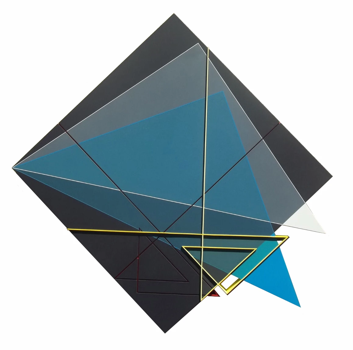 42 Relief Ligne Descriptive Jaune Rouge Acrylique Sur Pvc 62x47cm 2011