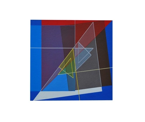 Construction Descriptive Bleu Orange Acrylique Sur Carton Arches 36 5x35 5cm Image 52x52cm Cadre Paris 2011