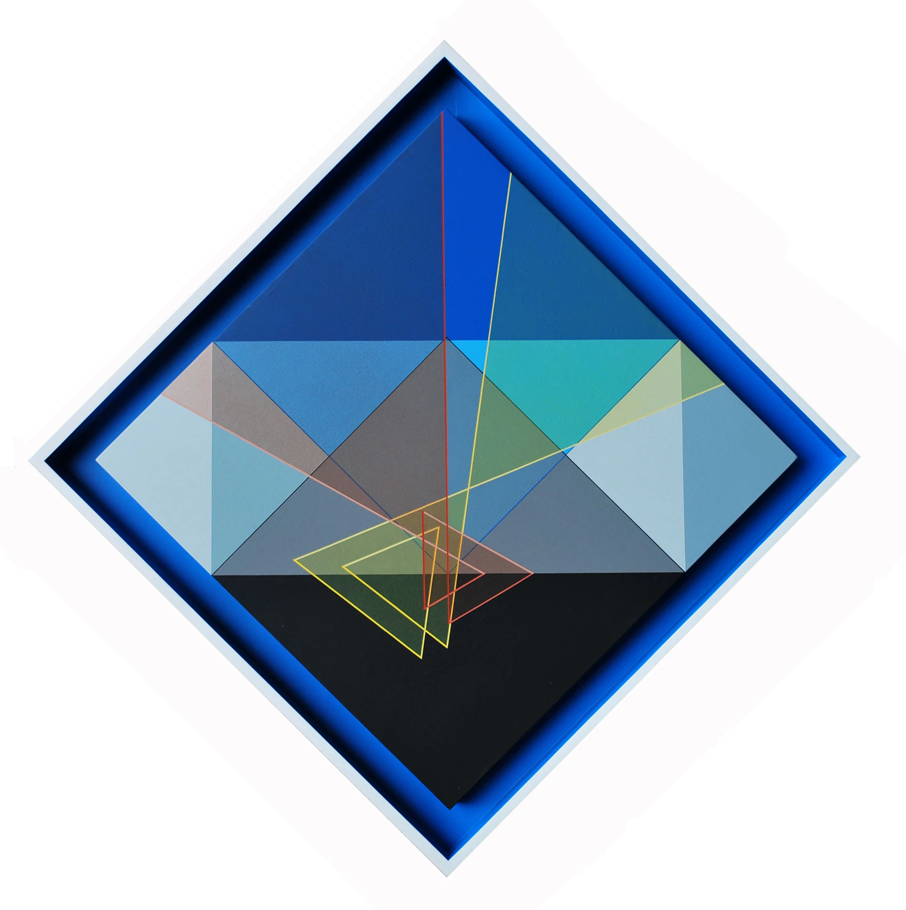 Construction Ligne Descriptive Jaune Rouge Acrylique Sur Toile Sur Bois 51 5x51 5 Cm Paris 2012