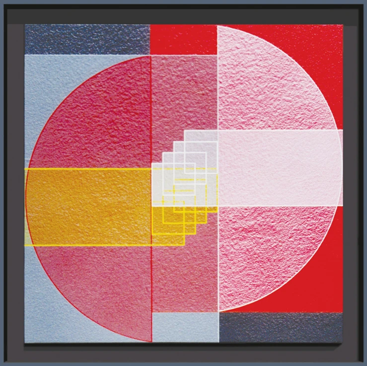 Ligne Descriptive Jaune Blanc 51x51 Cm Acrylique Sur Papier Arches Paris 2001