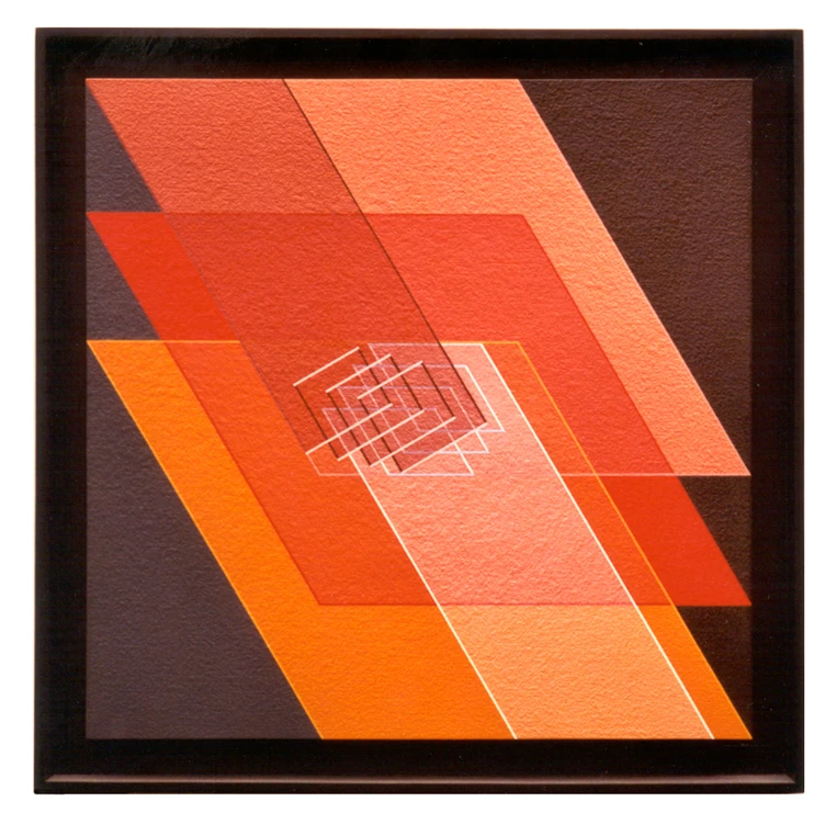 Ligne Descriptive Marron Blanc 64x64 Cm Acrylique Sur Carton Arches Paris 2002