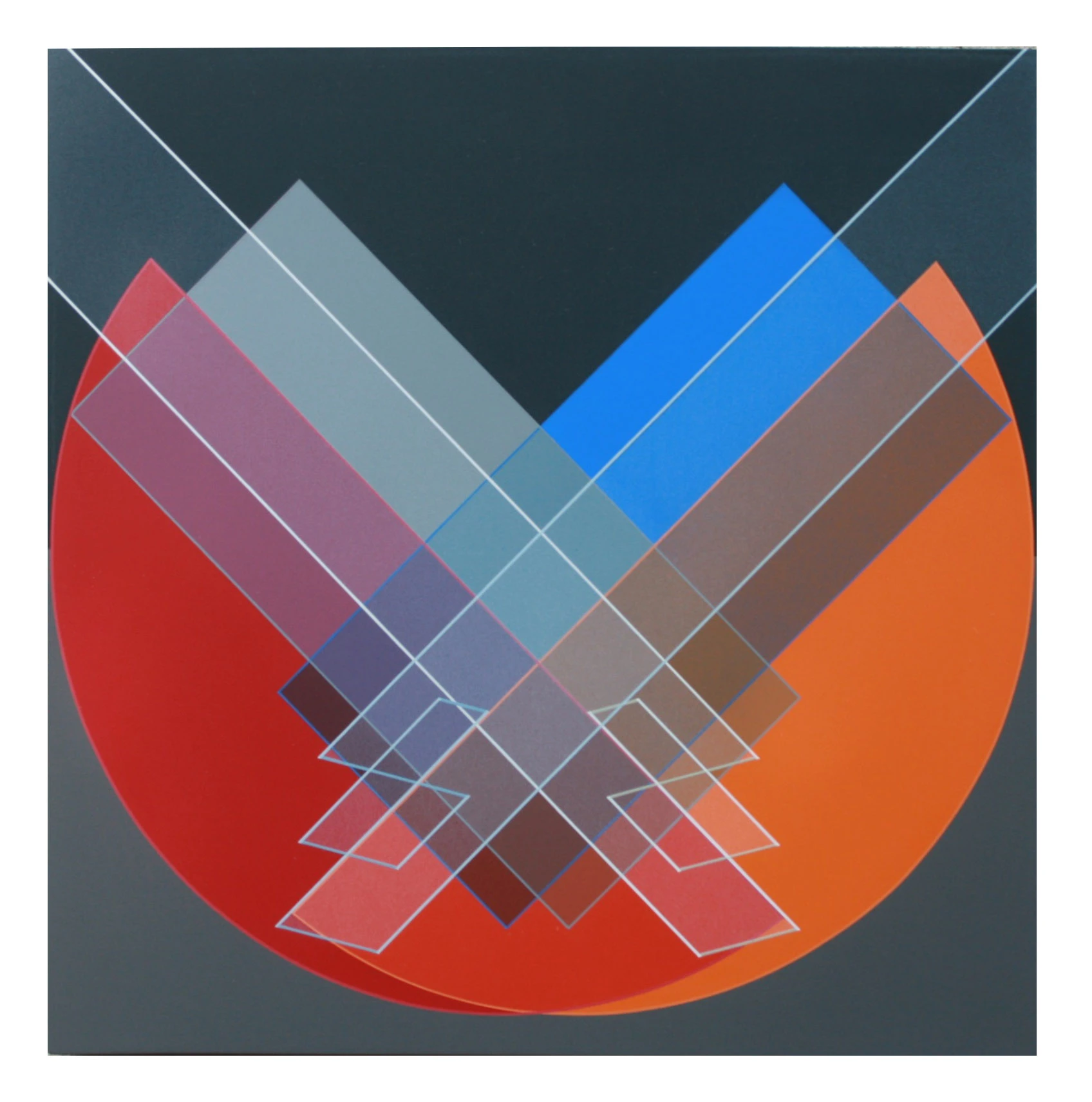 Ligne Descriptive Gris Clair Blanc 45 X 45 Cm Acrylique Sur Pvc 2009