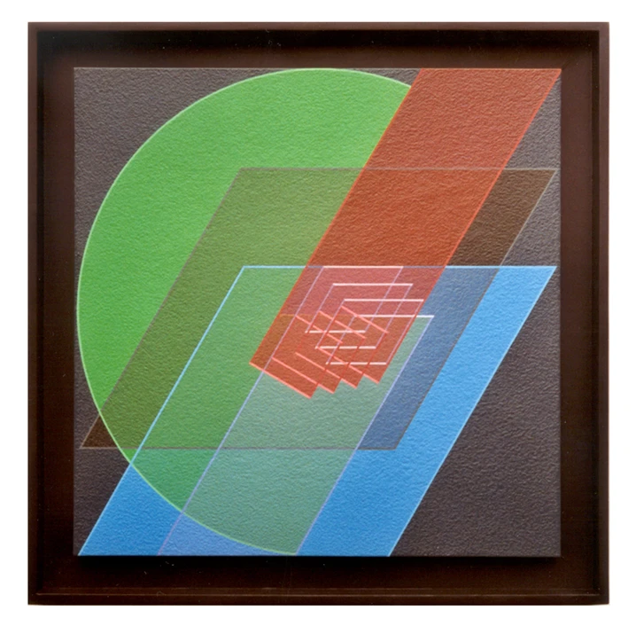 Ligne Descriptive Rouge Violet Clair Acrylique Sur Papier Arches 51 X 51 Cm Paris 2001