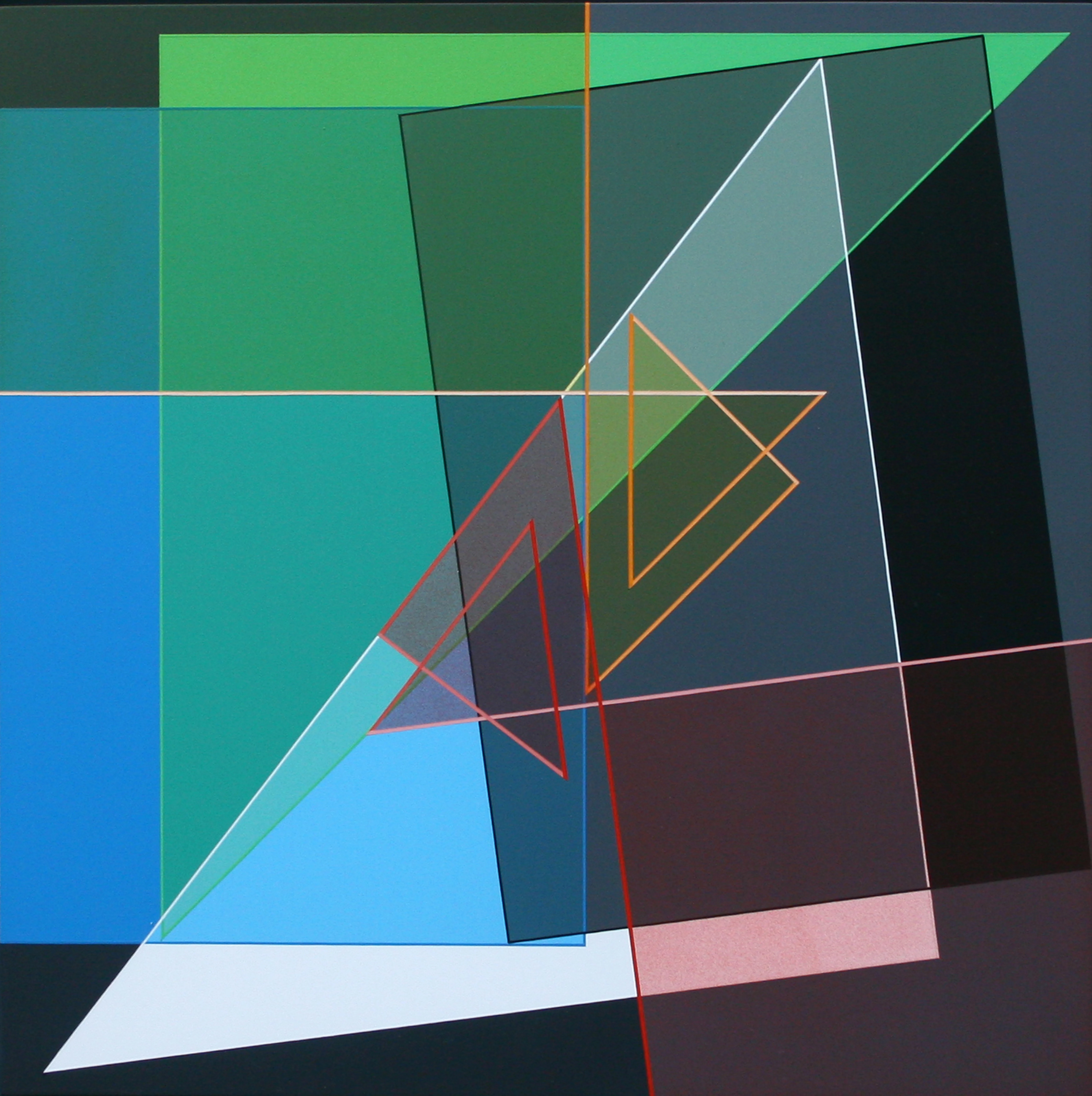 Ligne Descriptive Rouge Orange Acrylique Sur Pvc 43 5x43 5cm Paris 2010