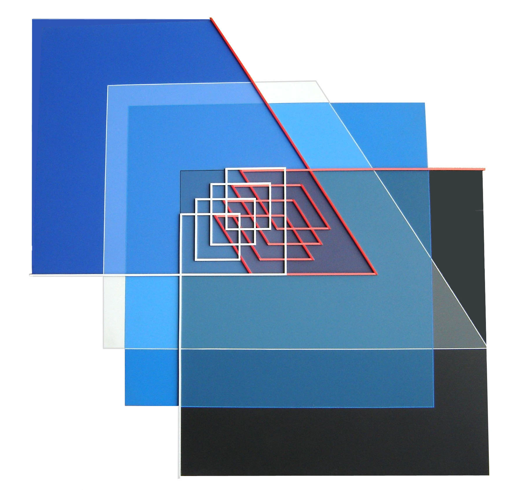 Relief Descriptif Rouge Blanc 64 X 64 Cm Acrylique Sur Pvc Paris 2003