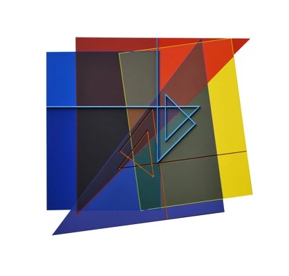 Relief Ligne Descriptive Bleu Orange Acrylique Sur Pvc 37 5x42cm Paris 2012