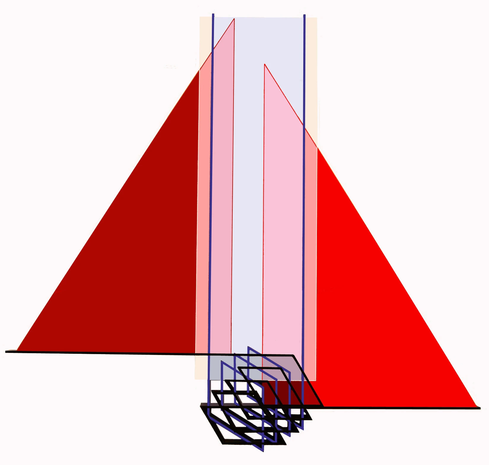 Relief Ligne Descriptive Bleu Noir 65 X 70 Cm Paris 2005 Acrylique Sur P V C 