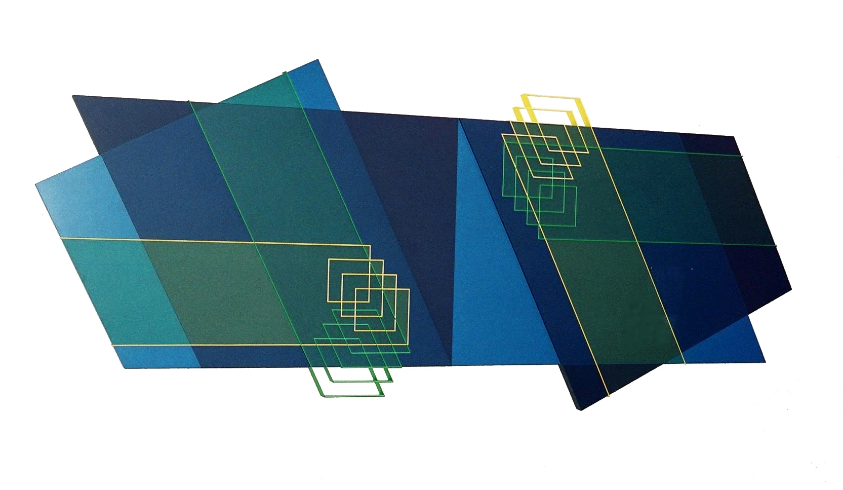 Relief Ligne Descriptive Jaune Vert 125x300cm Acrylique Sur Pvc 2006