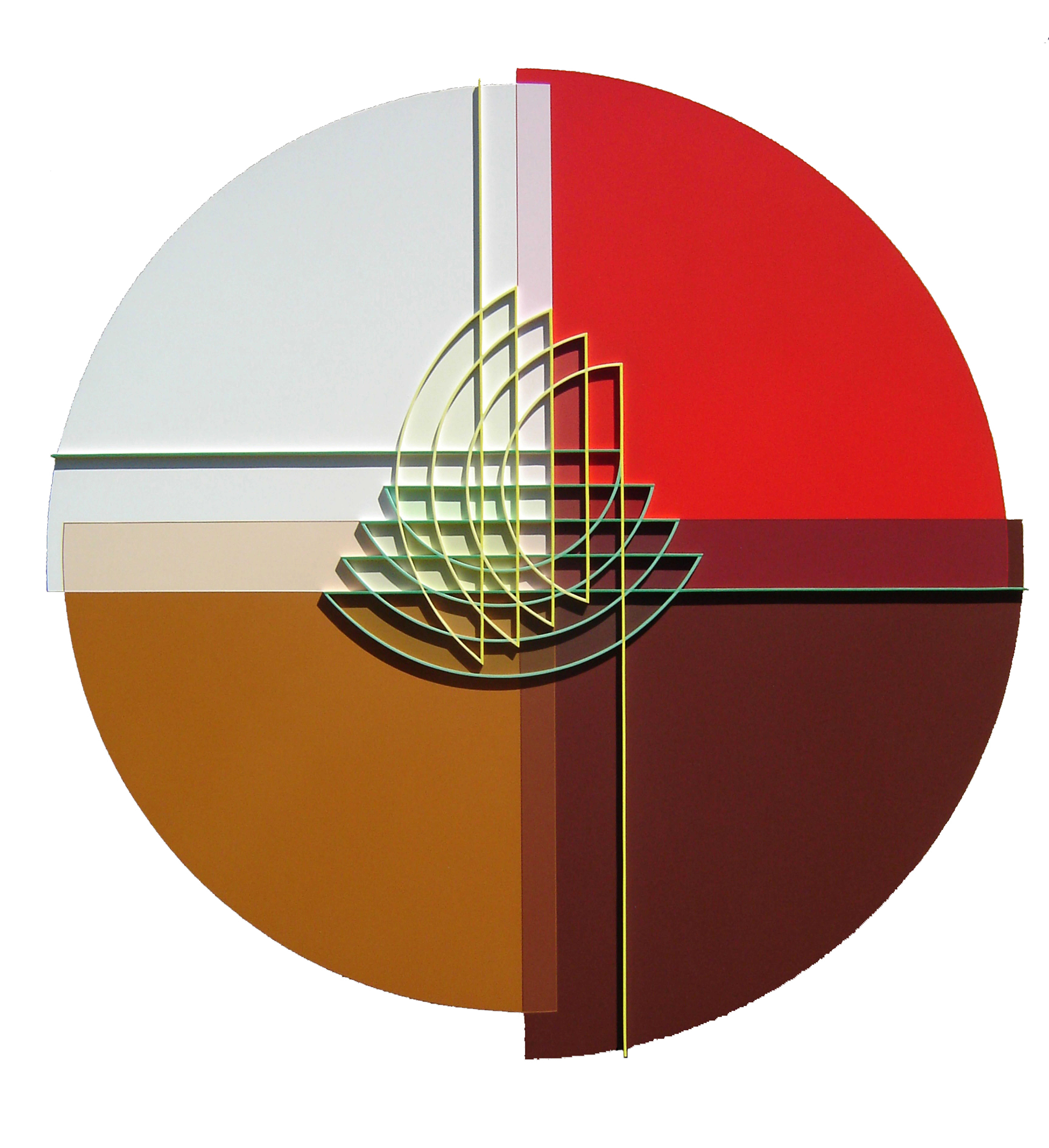 Relief Ligne Descriptive Jaune Vert 98x97cm Acrylique Sur Pvc 2006