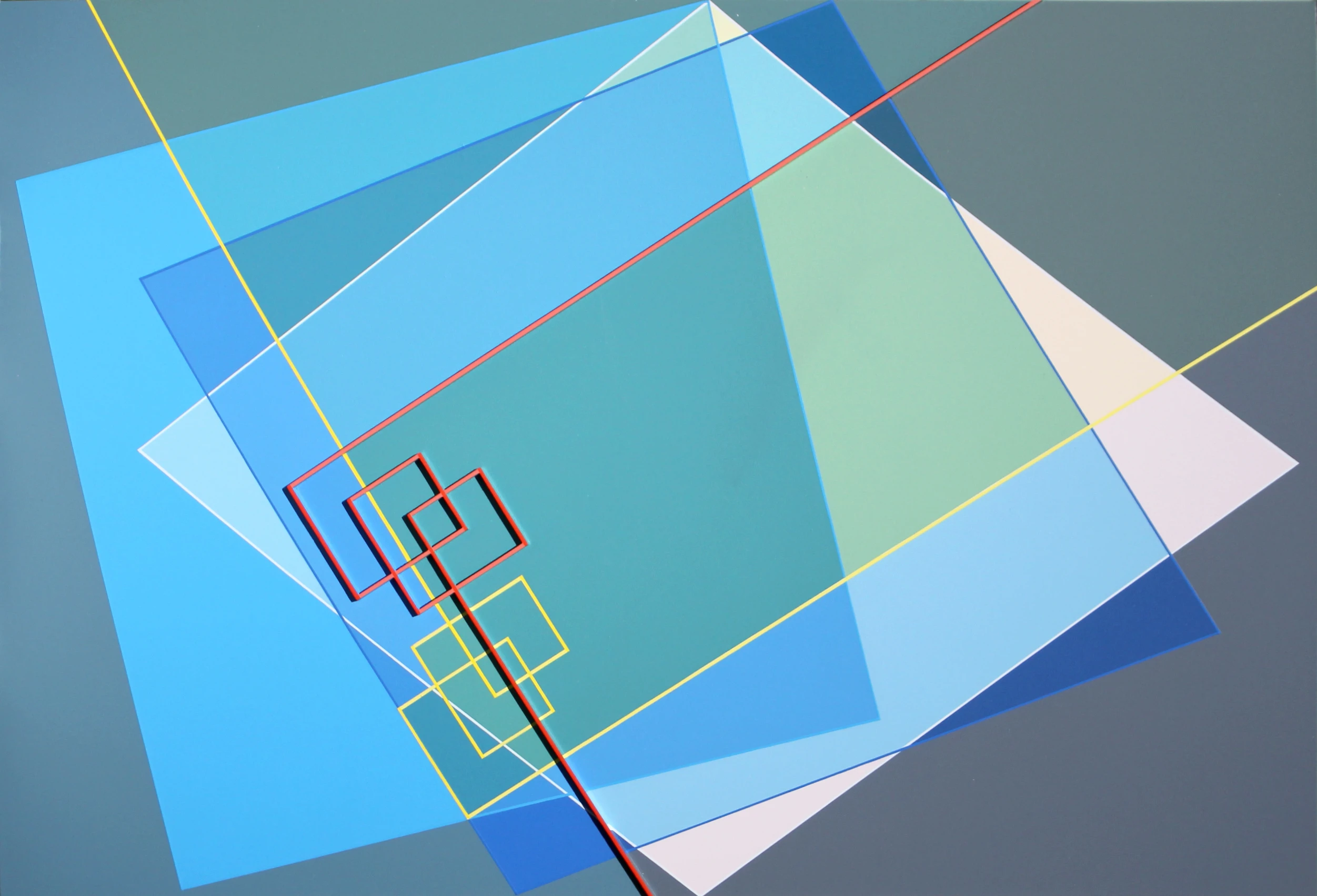 Relief Ligne Descriptive Rouge 39 5x59 5cm Acrylique Sur Dibond 2014