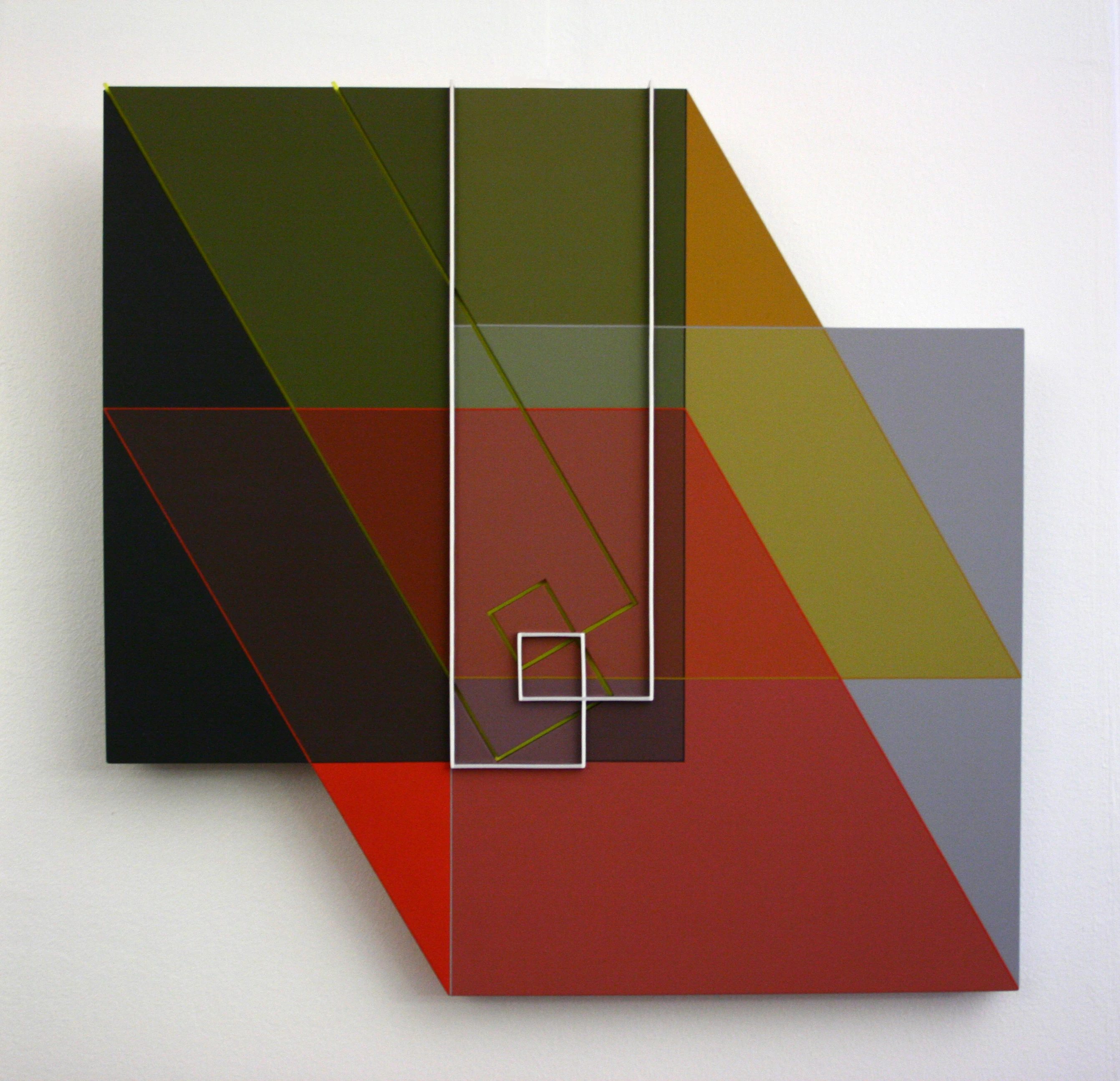 Relieve Linea Descriptiva Blanca Amarilla Acrilico Sobre Pvc 41x41cm Paris 2010