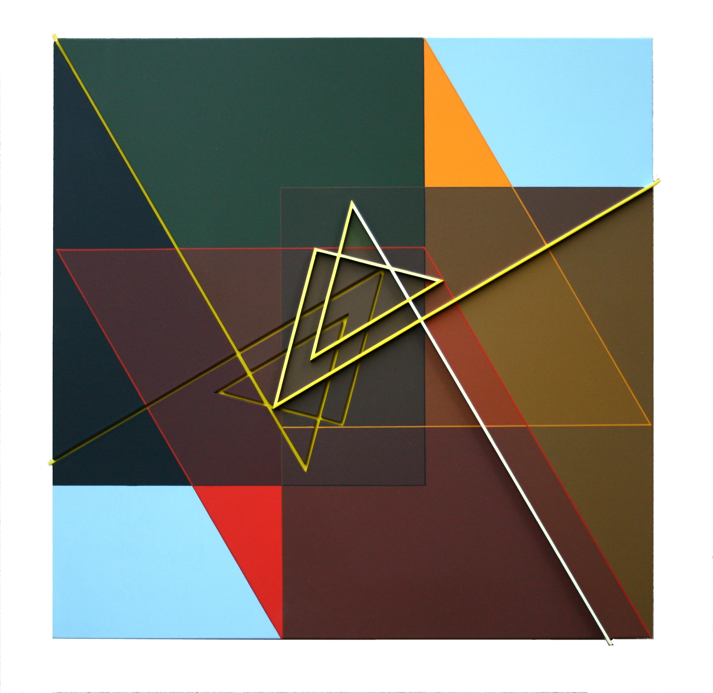 Relief Ligne Descriptive Jaune Acrylique Sur Pvc 51x51 2010