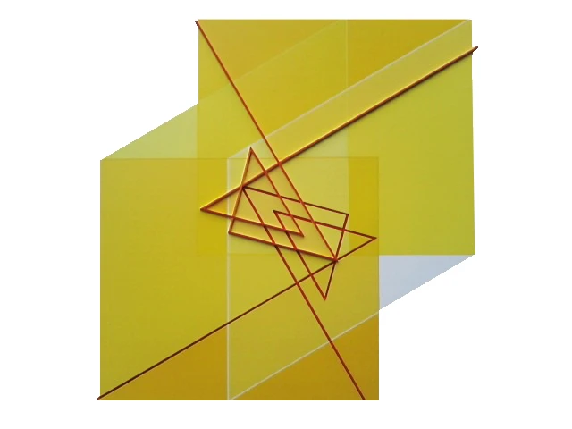 Relief Ligne Descriptive Rouge 2010 Acrylique Sur Pvc 36x36 Cm